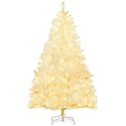 HOMCOM Prelit Artificial Christmas Tree Holiday Decoration with Warm White LED Lights, Auto Open, Steel Base, White -Northlight Christmas Store GUEST a10ed7a6 a4c9 496b bdad fc20d132d218