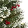 Nearly Natural 36" Pre-Lit LED Flocked Swiss Pine Artificial Christmas Tree with Berries Clear Lights