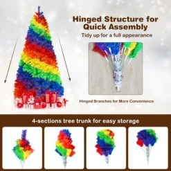 Tangkula 7FT Artificial Hinged Christmas Tree Colorful Rainbow Full Fir Xmas Tree with 1213 Branch Tips -Northlight Christmas Store GUEST a1dc7f0e ac70 47ae 9400 00d1d437a2ec