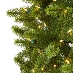 Nearly Natural 8' Pre-Lit LED Slim Virginia Spruce Artificial Christmas Tree Multifunctional Clear Lights