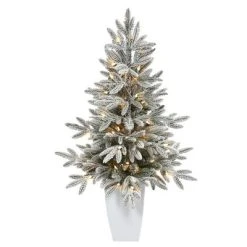 Nearly Natural 3.5-ft Flocked Manchester Spruce Artificial Christmas Tree with 50 Lights and 133 Bendable Branches in Metal Planter -Northlight Christmas Store GUEST a2c78080 0158 4219 850c bd180d5c52e6