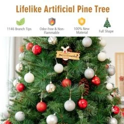 Tangkula 7ft Pre-Decorated Holiday Christmas Tree Unlit Artificial Pine Tree w/ Red Berries 14 Tangkula 7ft Pre-Decorated Holiday Christmas Tree Unlit Artificial Pine Tree w/ Red Berries -Northlight Christmas Store GUEST a2e8ea74 eff9 4f7f b86a 02a5f995696a