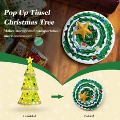 Tangkula 4.6 FT Pop-up Christmas Tree Collapsible Artificial Xmas Tree w/110 Warm Lights Tree Top Star Metal Base Lighted Christmas Decor -Northlight Christmas Store GUEST a34f943b 477b 44ab 9a17 be9c8fb2023e