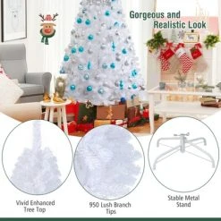 Tangkula 7ft White Artificial PVC Christmas Tree Festive Winter Tree w/ Stand Indoor/Outdoor -Northlight Christmas Store GUEST a407e983 83a4 4162 af40 73319323b5e6