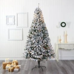 8ft Nearly Natural Pre-Lit LED Flocked Full Rock Springs Spruce Artificial Christmas Tree Clear Lights -Northlight Christmas Store GUEST a5d43705 2dbc 4148 a660 ffd5d534a3a1