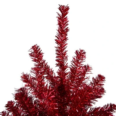 Northlight 7' Metallic Red Tinsel Artificial Christmas Tree - Unlit 4 Northlight 7' Metallic Red Tinsel Artificial Christmas Tree - Unlit - Image 2