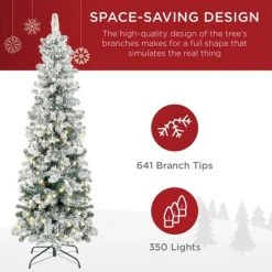 Best Choice Products Pre-Lit Artificial Snow Flocked Pencil Christmas Tree Holiday Decoration -Northlight Christmas Store GUEST a6a128ef 75a4 4709 ae2b ece7bdcc4c24