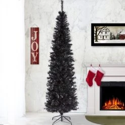National Tree Company 6 ft Artificial Christmas Tree, Black Tinsel, Includes Stand