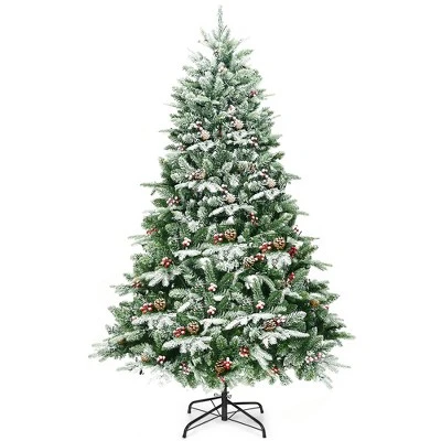 Costway 6.5Ft Pre-lit Snow Flocked Hinged Artificial Christmas Spruce Tree w/ 450 Lights 10 Costway 6.5Ft Pre-lit Snow Flocked Hinged Artificial Christmas Spruce Tree w/ 450 Lights - Image 8