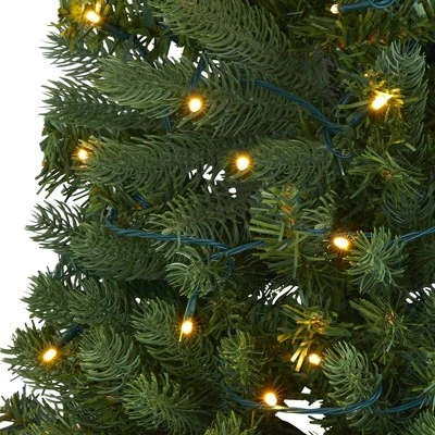4ft Nearly Natural Pre-Lit LED Flat Back Wall Hanging Artificial Christmas Tree Clear Lights 4 4ft Nearly Natural Pre-Lit LED Flat Back Wall Hanging Artificial Christmas Tree Clear Lights - Image 2