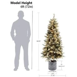 LuxenHome 5.6Ft Pre-Lit LED Artificial Slim Fir Christmas Tree with Pot -Northlight Christmas Store GUEST a8d05c75 5e24 4892 a73d 8c40936d435b