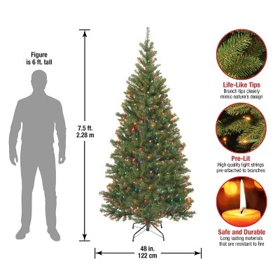 National Tree Company 7.5 ft Pre-Lit Artificial Slim Christmas Tree, Green, Aspen Spruce, Multicolor Lights, Includes Stand 6 National Tree Company 7.5 ft Pre-Lit Artificial Slim Christmas Tree, Green, Aspen Spruce, Multicolor Lights, Includes Stand - Image 4