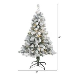 4ft Nearly Natural Pre-Lit LED Flocked Rock Springs Spruce Artificial Christmas Tree Clear Lights