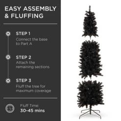 Best Choice Products Black Artificial Holiday Christmas Pencil Tree w/ Metal Base -Northlight Christmas Store GUEST a91c4113 e2db 4372 a402 4cb4cde5791b