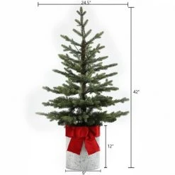 LuxenHome 3.5ft Pre-Lit LED Artificial Fir Christmas Tree with Metal Pot and Red Ribbon -Northlight Christmas Store GUEST aa8d2660 10f5 4063 b169 14bbe19e43b8