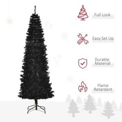 HOMCOM Artificial Christmas Tree with Stand, Xmas Pencil Tree with Halloween Style, Holiday Home Indoor Decoration for Party, Black -Northlight Christmas Store GUEST aab65383 1e47 453e ad5c 1e49391aa558