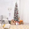 Costway 7.5Ft Unlit Hinged Snow Flocked Artificial Pencil Christmas Tree w/ 641 Tips -Northlight Christmas Store GUEST aaf01842 a248 4d66 a762 958cb99909d7