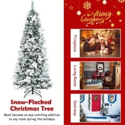 Tangkula 7FTSlim Pencil Tree Hinged Artificial Christmas Tree W/627 Branches Tips -Northlight Christmas Store GUEST aafe427a 0ccc 4edc aa46 f6803b2f1d46