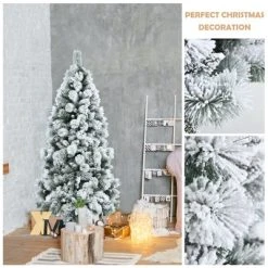 Tangkula 5FT Hinged Slim Artificial Xmas Tree, Snow-Flocked Pencil Christmas Tree W/ 470 Branch Tips -Northlight Christmas Store GUEST ab85c218 4d11 4e79 951f 7b8399b73227