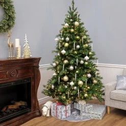 National Tree Company 9 ft Pre-Lit Artificial Medium Christmas Tree, Green, Tiffany Fir, White Lights, Includes Stand -Northlight Christmas Store GUEST ac4e673b fbe9 477f beb8 812726b853ca