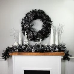 Northlight 6' Pre-Lit Black Artificial Christmas Garland with Timer - Warm White LED Lights