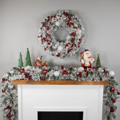 Northlight 9' x 12’ Pre-Lit Snowy Bristle Pine Artificial Christmas Garland, Clear Lights 3 Northlight 9' x 12’ Pre-Lit Snowy Bristle Pine Artificial Christmas Garland, Clear Lights