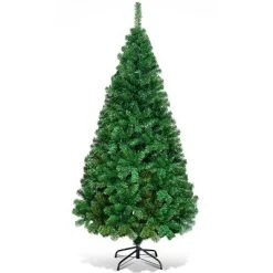 Costway 5Ft/6Ft/7Ft/8Ft Artificial PVC Christmas Tree W/Stand Holiday Season Indoor Outdoor Green