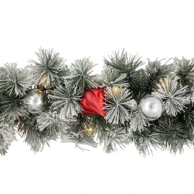Northlight 9' x 12’ Pre-Lit Snowy Bristle Pine Artificial Christmas Garland, Clear Lights 5 Northlight 9' x 12’ Pre-Lit Snowy Bristle Pine Artificial Christmas Garland, Clear Lights - Image 3