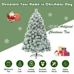 Costway 6ft or 7ft Premium Hinged Artificial Christmas Tree Snowy Pine Needles -Northlight Christmas Store GUEST aedac242 7fa5 45ef 82e3 1b5f00f15f36