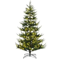 HOMCOM 8 Foot Prelit Artificial Christmas Tree with 1026 Realistic Branches, Warm White LED lights, Auto Open, Green -Northlight Christmas Store GUEST af525352 16c8 47d7 adcb 2d95b09b889a