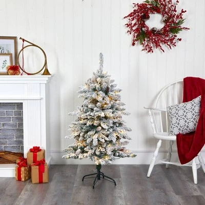 4ft Nearly Natural Pre-Lit LED Flocked Livingston Fir Artificial Christmas Tree Clear Lights 6 4ft Nearly Natural Pre-Lit LED Flocked Livingston Fir Artificial Christmas Tree Clear Lights - Image 4