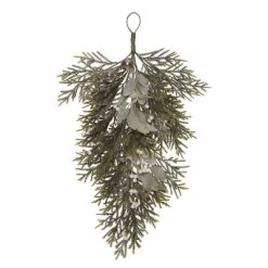 Transpac Artificial 24 in. Green Christmas Evergreen Drop with Detail
