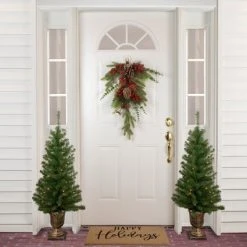 Northlight 28" Berry Pine and Eucalyptus Artificial Teardrop Christmas Swag - Unlit