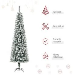 HOMCOM Tall Unlit Snow-Flocked Slim Artificial Christmas Tree with Realistic Branches -Northlight Christmas Store GUEST b0d8f47d 722e 4eef 8968 837914826c5f