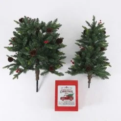 LuxenHome 5Ft Pre-Lit LED Artificial Slim Pine Christmas Tree with Pine Cones, Berries, and Red Wood Planter 14 LuxenHome 5Ft Pre-Lit LED Artificial Slim Pine Christmas Tree with Pine Cones, Berries, and Red Wood Planter -Northlight Christmas Store GUEST b0f7237f 8c10 4566 a963 3f32c2805ab1
