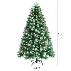 Costway 6ft Unlit Hinged Artificial Christmas Tree w/Snow Flocked Tips and Red Berries -Northlight Christmas Store GUEST b1652389 a55c 4ebb 99d1 01c65226e378