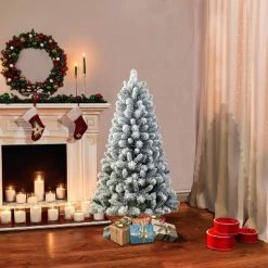 4.5ft Puleo Unlit Flocked Virginia Pine Artificial Christmas Tree