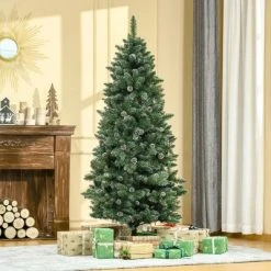HOMCOM Artificial Snow Dipped Christmas Tree with Pinecones, Holiday Home Indoor Decoration with Foldable Feet -Northlight Christmas Store GUEST b26f38af 441a 40d9 a952 aa5d426be3f5