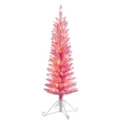 Haute Decor 4ft Pre-Lit Flocked Fir Artificial Christmas Tree Cotton Candy Pink - Haute Décor