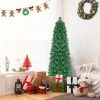 Tangkula 5/6/7/8 FT Fiber Optic Artificial Christmas Tree Prelit Pencil Christmas Tree with 361/517/697/889 Branch Tips Foldable Metal Stand