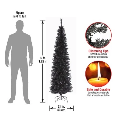 National Tree Company 6 ft Artificial Christmas Tree, Black Tinsel, Includes Stand 5 National Tree Company 6 ft Artificial Christmas Tree, Black Tinsel, Includes Stand - Image 3