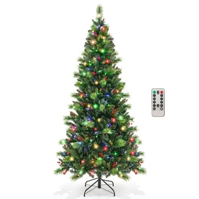 Costway 6FT/7FT/8FT Pre-Lit Artificial Christmas Tree 9 Lighting Modes with 300/400/500 LED Lights & Timer 13 Costway 6FT/7FT/8FT Pre-Lit Artificial Christmas Tree 9 Lighting Modes with 300/400/500 LED Lights & Timer - Image 11