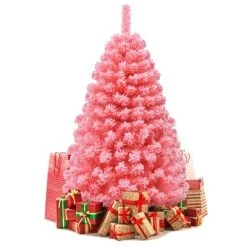 Costway 4.5ft Snow Flocked Hinged Artificial Christmas Tree w/ Metal Stand Pink -Northlight Christmas Store GUEST b422722f f216 4c5f a861 31970cad28c4