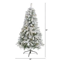 5ft Nearly Natural Pre-Lit LED Flocked Rock Springs Spruce Artificial Christmas Tree Clear Lights