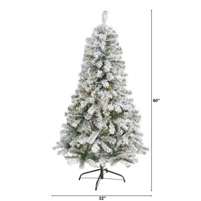 5ft Nearly Natural Pre-Lit LED Flocked Rock Springs Spruce Artificial Christmas Tree Clear Lights 3 5ft Nearly Natural Pre-Lit LED Flocked Rock Springs Spruce Artificial Christmas Tree Clear Lights