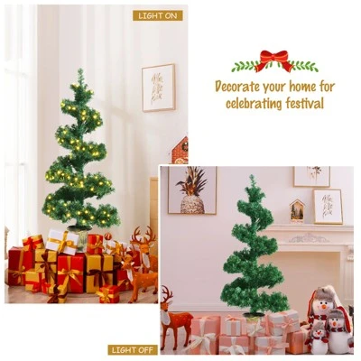 Tangkula Pre-Lit Lifelike Spiral Christmas Tree Topiary Artificial Xmas Tree W/ 150 LED Lights 5 Tangkula Pre-Lit Lifelike Spiral Christmas Tree Topiary Artificial Xmas Tree W/ 150 LED Lights - Image 3
