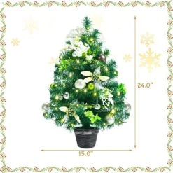 Tangkula 2ft Pre-lit Tabletop Christmas Tree Mini Artificial Evergreen Christmas Tree with Timer & Rich Ornaments -Northlight Christmas Store GUEST b4f968df bf6e 432a b17a 26ae1bebeaf4