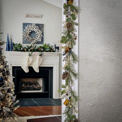 National Tree Company HGTV Home Collection 72" Unlit Swiss Chic Artificial Garland with Pinecones, Berries, Bells and Flexible Vine Base, Blue 3 National Tree Company HGTV Home Collection 72" Unlit Swiss Chic Artificial Garland with Pinecones, Berries, Bells and Flexible Vine Base, Blue