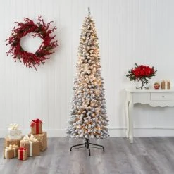 7ft Nearly Natural Pre-Lit Flocked Slim Artificial Christmas Tree Clear Lights -Northlight Christmas Store GUEST b54bb368 369d 436c b6ce 495d08115d9e