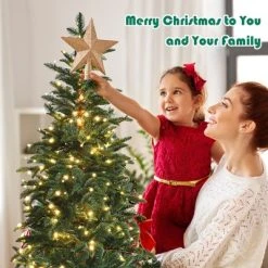 Costway 6ft Pre-Lit Artificial Hinged Pencil Christmas Tree w/250 Lights and Metal Stand -Northlight Christmas Store GUEST b5531bd6 f87c 41da b572 123c69d689dd